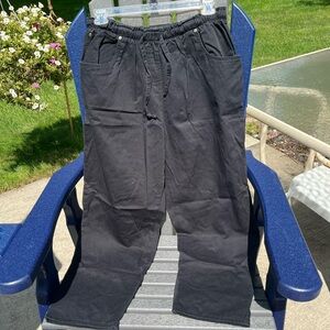 Denim&Co 5 Pocket Drawstring & Elastic Waist Straight Leg Jean Size 1X Black